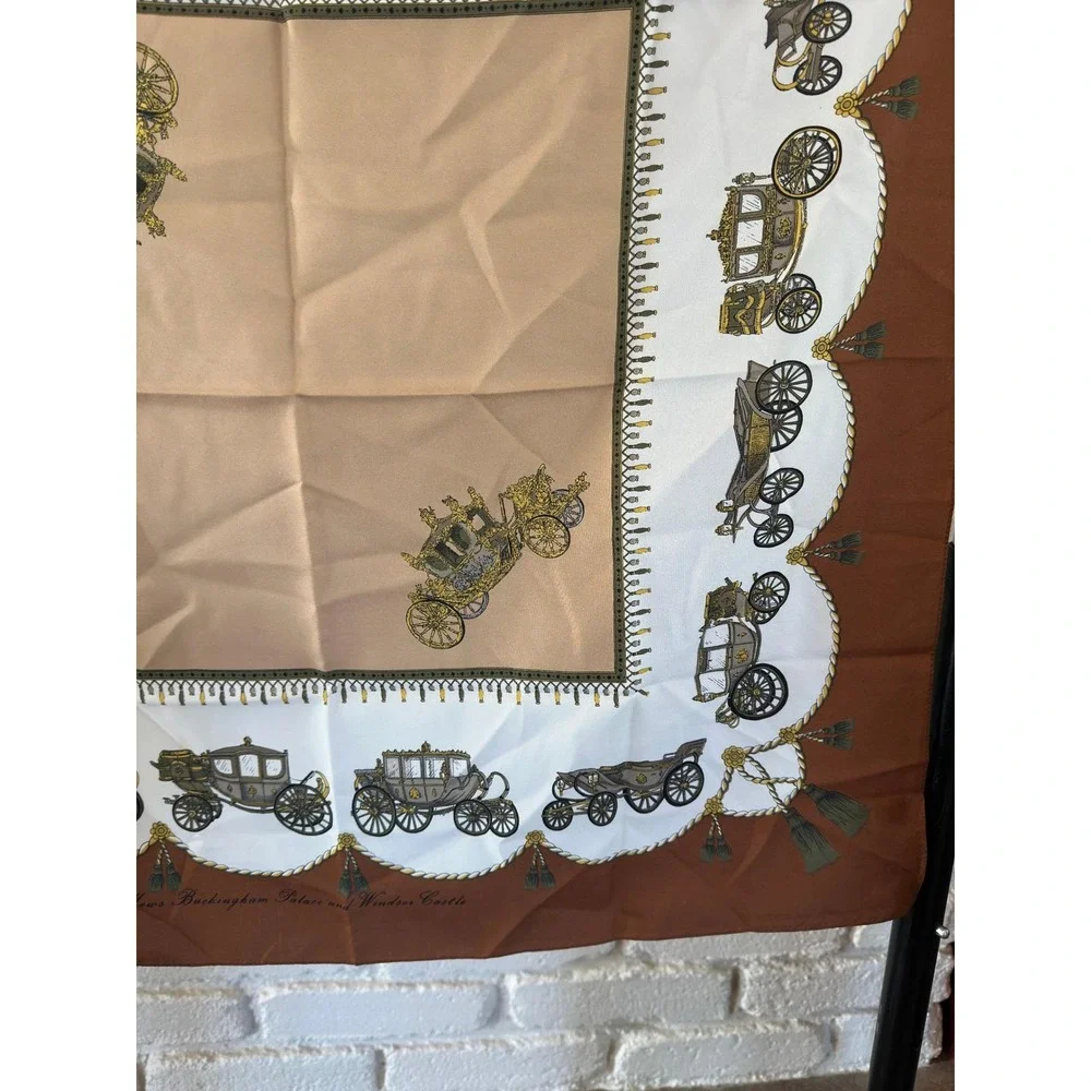 Cornelia‎ James Scarf Brown Royal Mews Carriage Print Polyester 31in Square